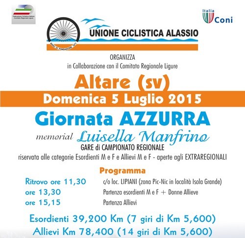 I Campionati Liguri giovanili domenica ad Altare organizzati dalla U.C.Alassio 