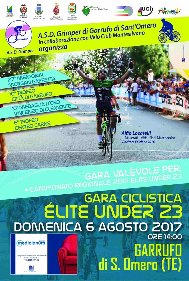 Memorial Morgan Capretta: dilettanti under 23 ed elite sui pedali in Val Vibrata il 6 agosto